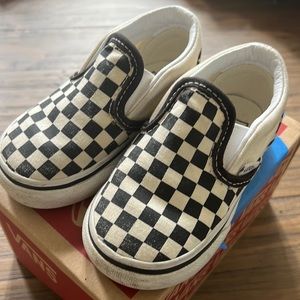 Toddler Vans in black and white Checkerboard slip Ons size 5.5